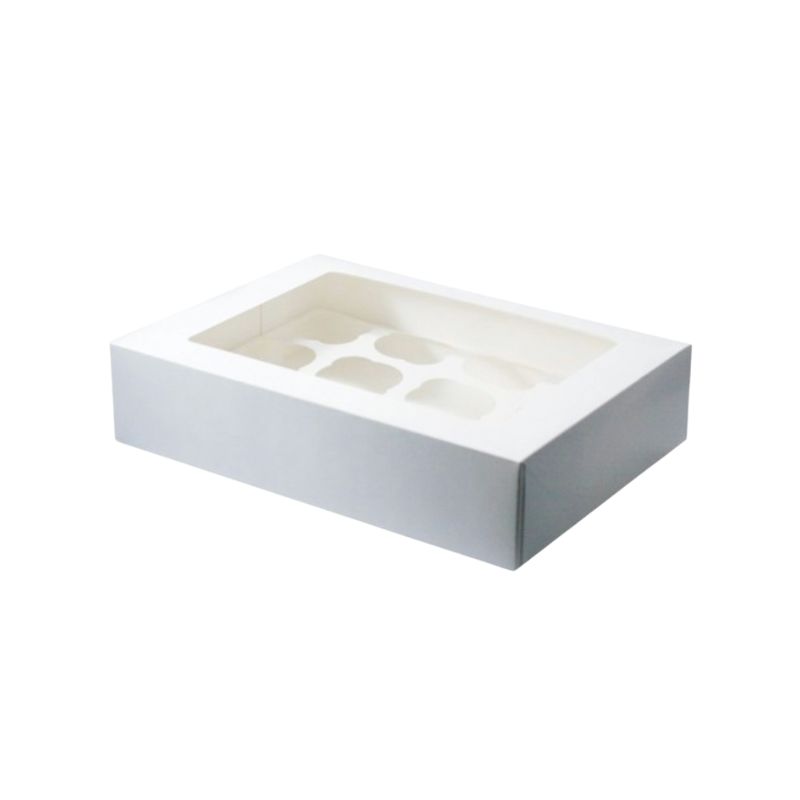 12 hole white cupcake box with window