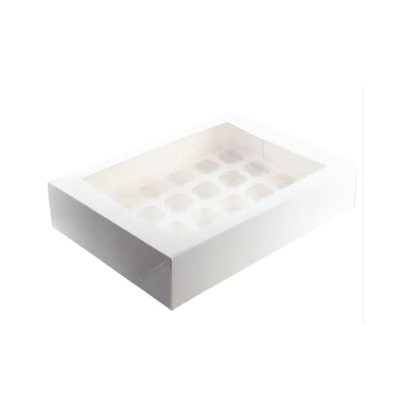 24 hole mini cupcake box white with window