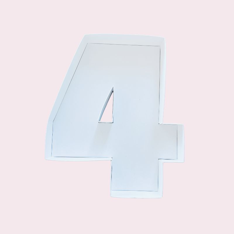 number 4 white sturdy dessert box on pink background